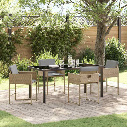 Set da Pranzo per Giardino 5 pcs Beige polyrattan - homemem39