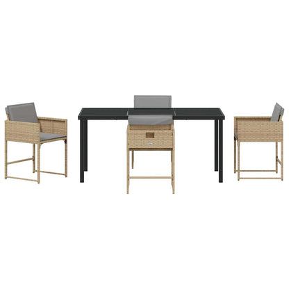 Set da Pranzo per Giardino 5 pcs Beige polyrattan | homemem39
