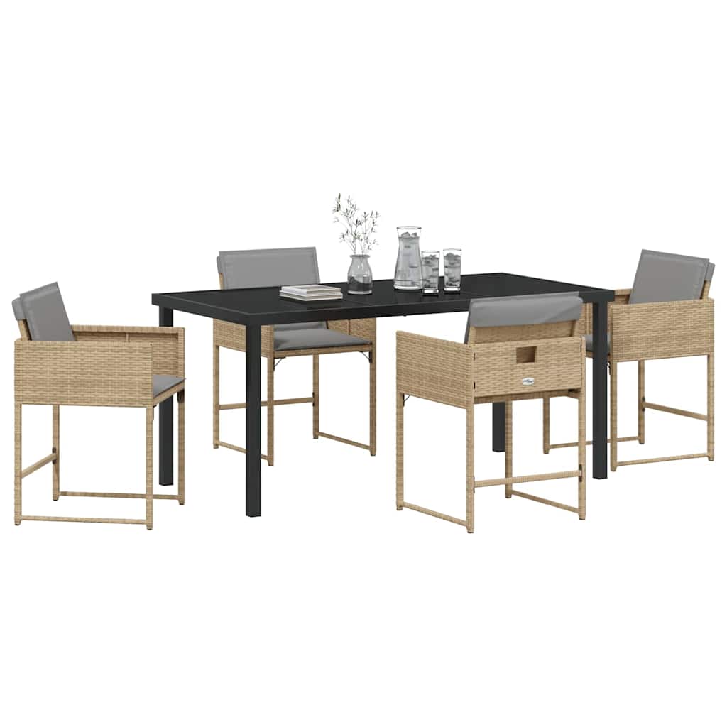 Set da Pranzo per Giardino 5 pcs Beige polyrattan - homemem39