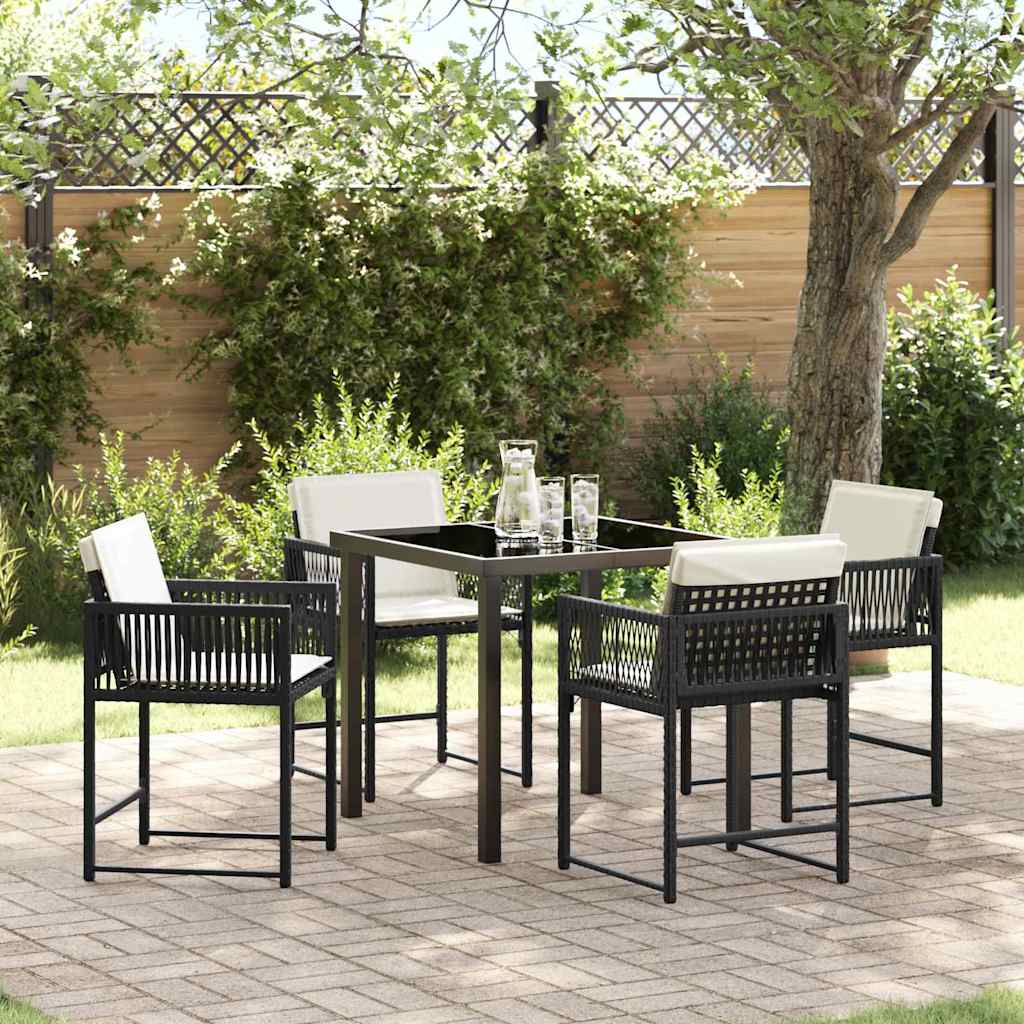 Set da Pranzo per Giardino 5 pcs Nero polyrattan | homemem39