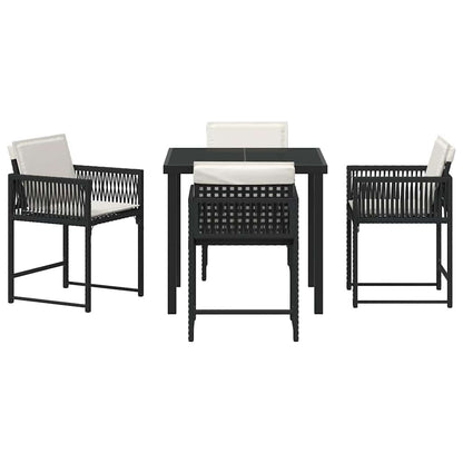 Set da Pranzo per Giardino 5 pcs Nero polyrattan | homemem39