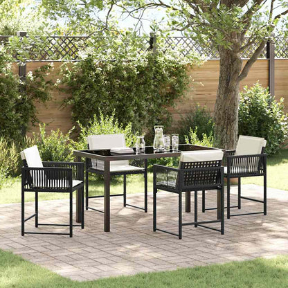 Set da Pranzo per Giardino 5 pcs Nero polyrattan | homemem39