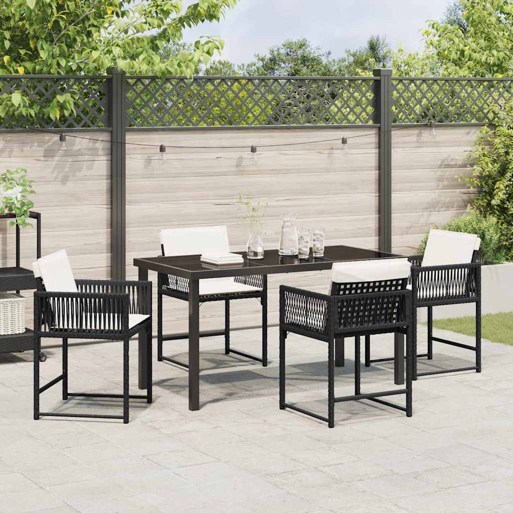 Set da Pranzo per Giardino 5 pcs Nero polyrattan | homemem39