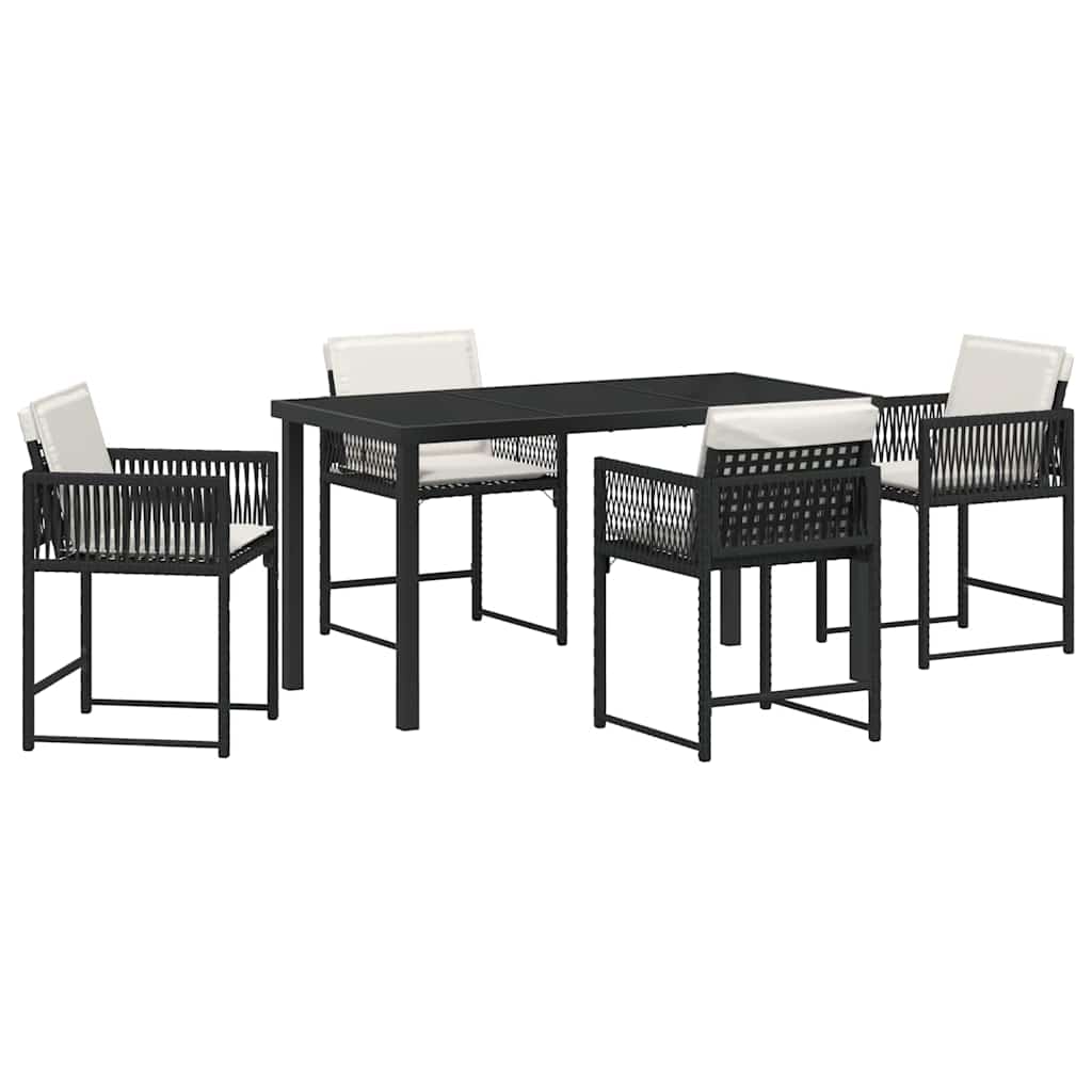 Set da Pranzo per Giardino 5 pcs Nero polyrattan | homemem39