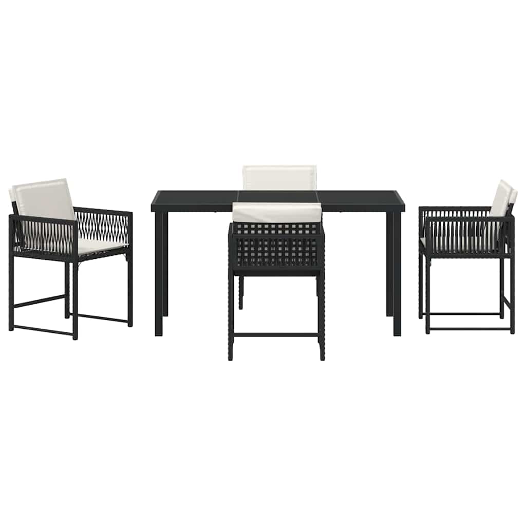 Set da Pranzo per Giardino 5 pcs Nero polyrattan | homemem39