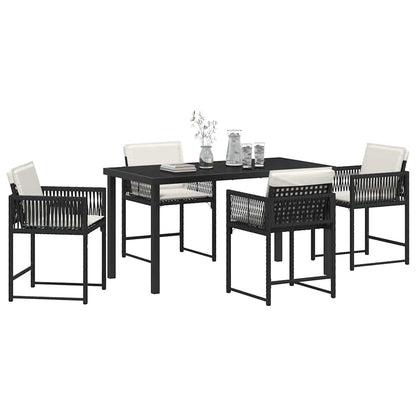 Set da Pranzo per Giardino 5 pcs Nero polyrattan | homemem39