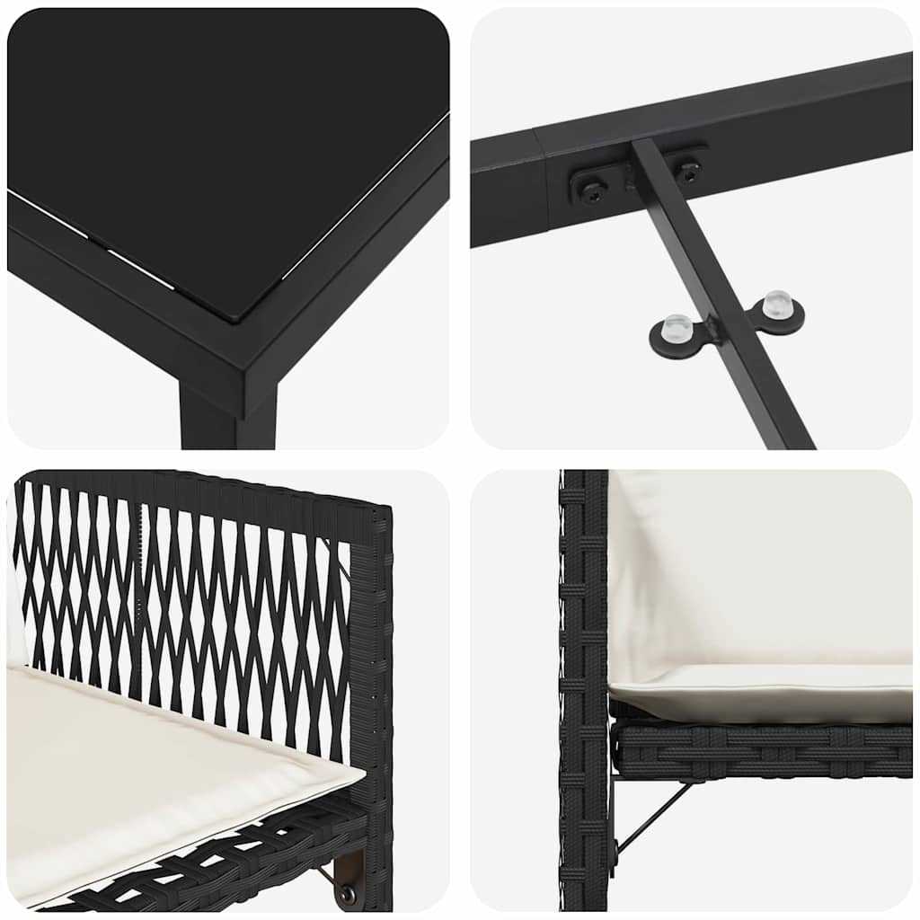 Set da Pranzo per Giardino 5 pcs Nero polyrattan | homemem39