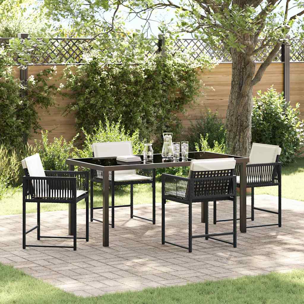 Set da Pranzo per Giardino 5 pcs Nero polyrattan | homemem39