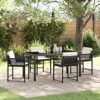 Set da Pranzo per Giardino 5 pcs Nero polyrattan | homemem39