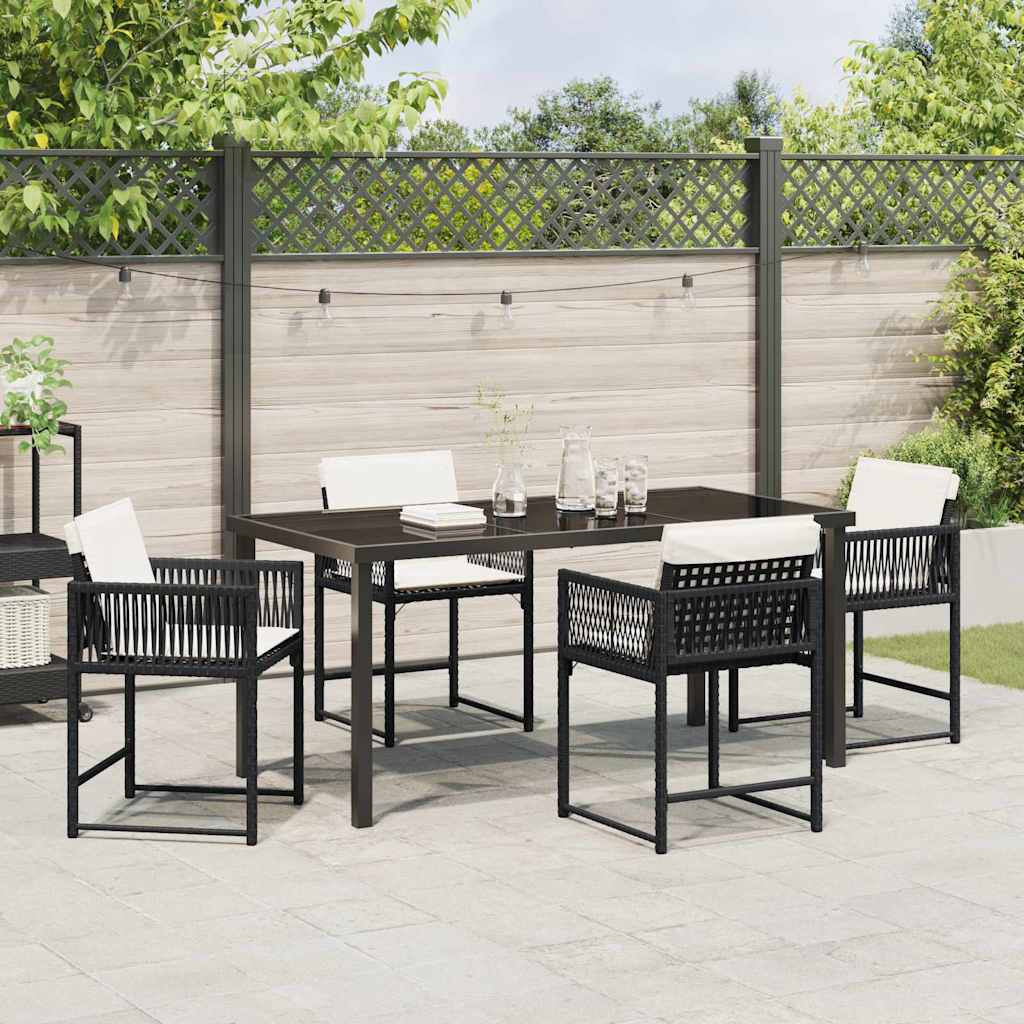 Set da Pranzo per Giardino 5 pcs Nero polyrattan | homemem39