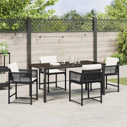 Set da Pranzo per Giardino 5 pcs Nero polyrattan | homemem39