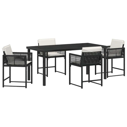 Set da Pranzo per Giardino 5 pcs Nero polyrattan | homemem39