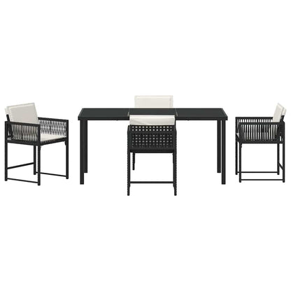 Set da Pranzo per Giardino 5 pcs Nero polyrattan | homemem39