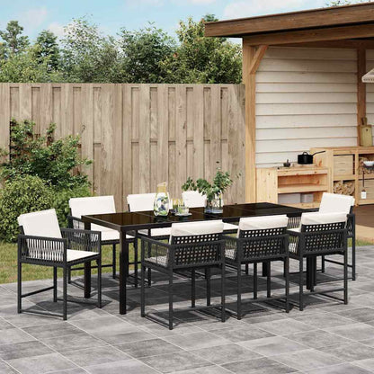 Set da Pranzo per Giardino 9 pcs Nero polyrattan | homemem39