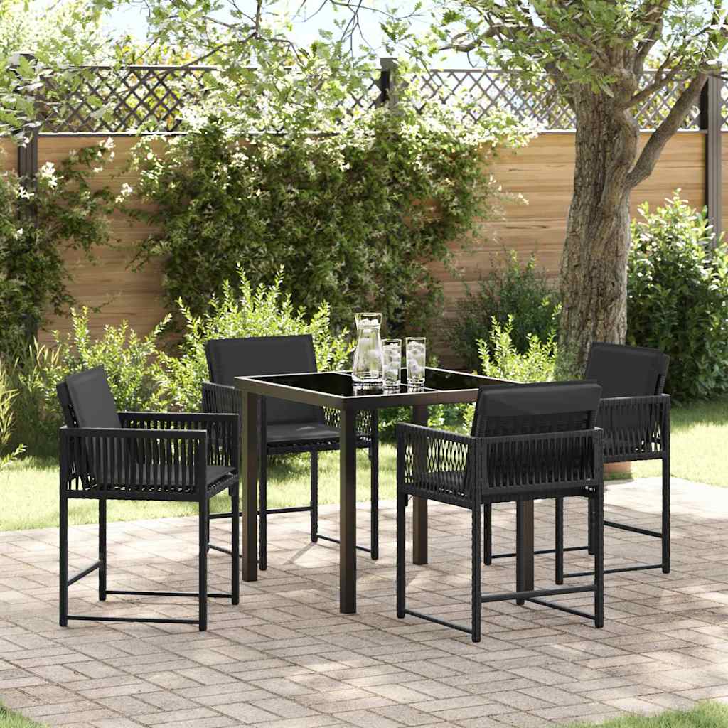 Set da Pranzo per Giardino 5 pcs Nero polyrattan - homemem39