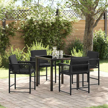 Set da Pranzo per Giardino 5 pcs Nero polyrattan - homemem39