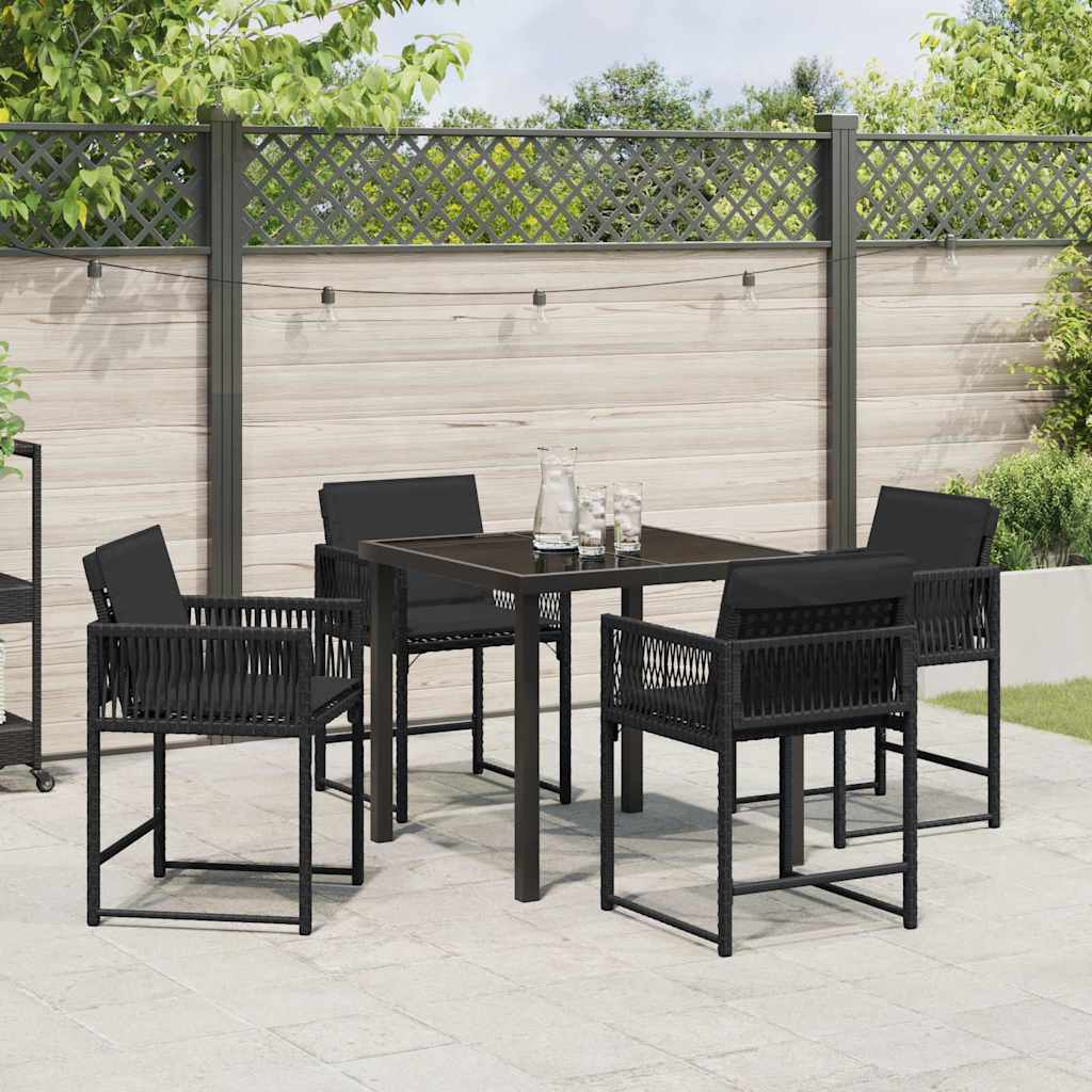 Set da Pranzo per Giardino 5 pcs Nero polyrattan - homemem39