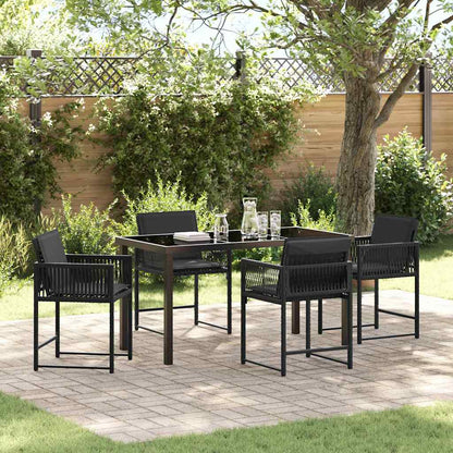 Set da Pranzo per Giardino 5 pcs Nero polyrattan | homemem39