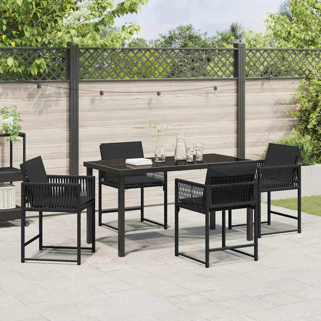Set da Pranzo per Giardino 5 pcs Nero polyrattan | homemem39