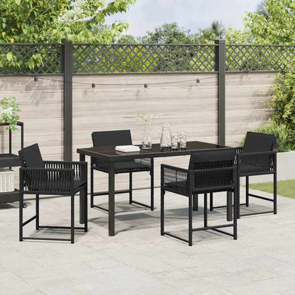 Set da Pranzo per Giardino 5 pcs Nero polyrattan | homemem39