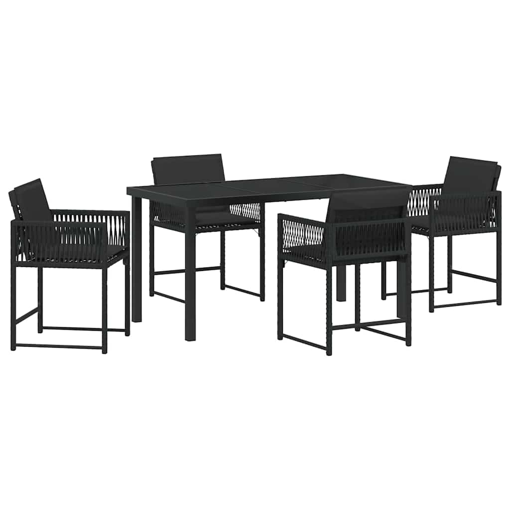 Set da Pranzo per Giardino 5 pcs Nero polyrattan | homemem39