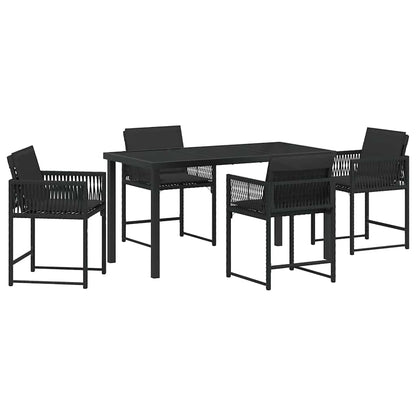 Set da Pranzo per Giardino 5 pcs Nero polyrattan | homemem39