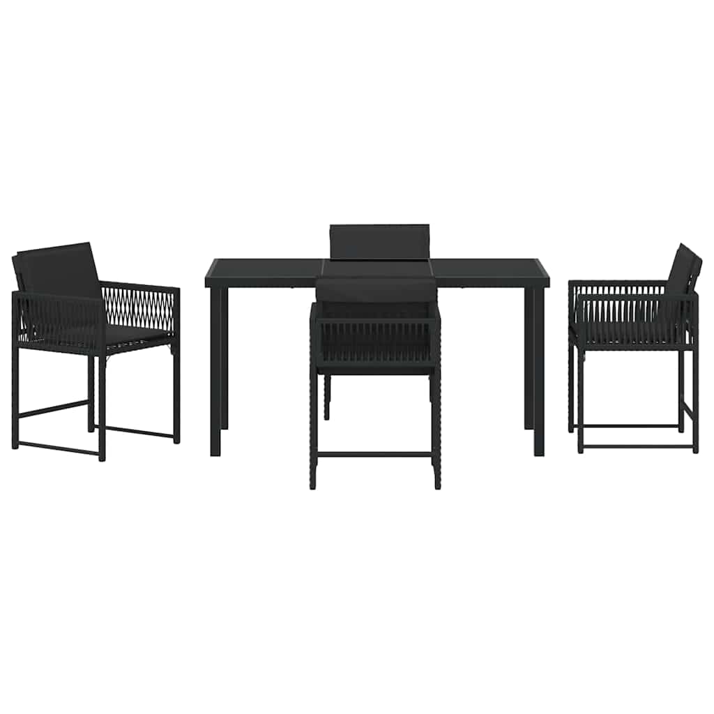 Set da Pranzo per Giardino 5 pcs Nero polyrattan | homemem39