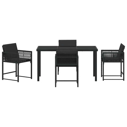 Set da Pranzo per Giardino 5 pcs Nero polyrattan | homemem39