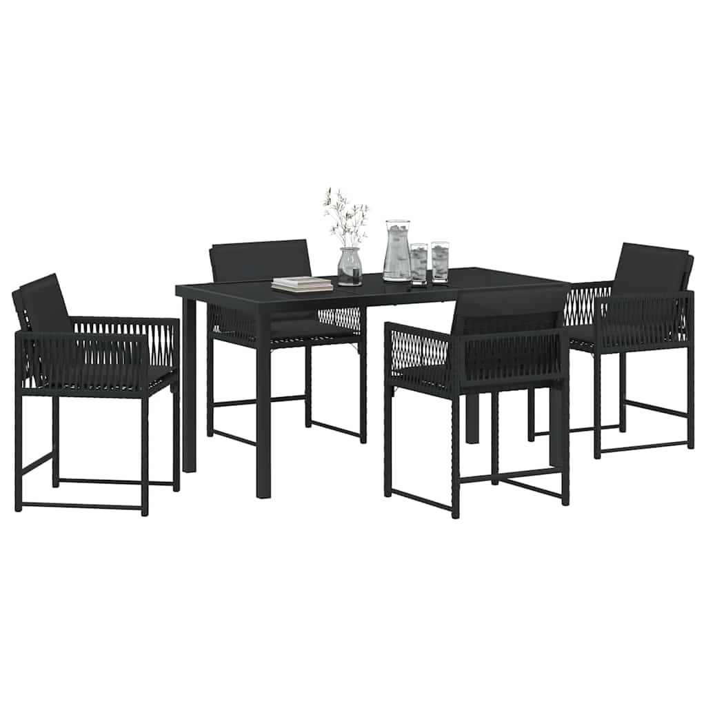 Set da Pranzo per Giardino 5 pcs Nero polyrattan | homemem39