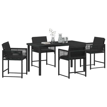Set da Pranzo per Giardino 5 pcs Nero polyrattan | homemem39