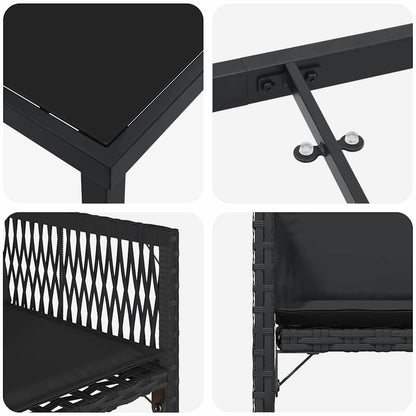 Set da Pranzo per Giardino 5 pcs Nero polyrattan | homemem39