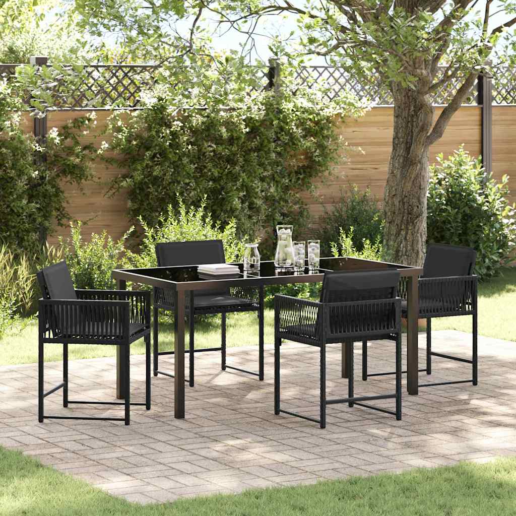 Set da Pranzo per Giardino 5 pcs Nero polyrattan | homemem39