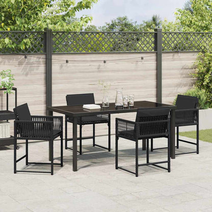 Set da Pranzo per Giardino 5 pcs Nero polyrattan | homemem39