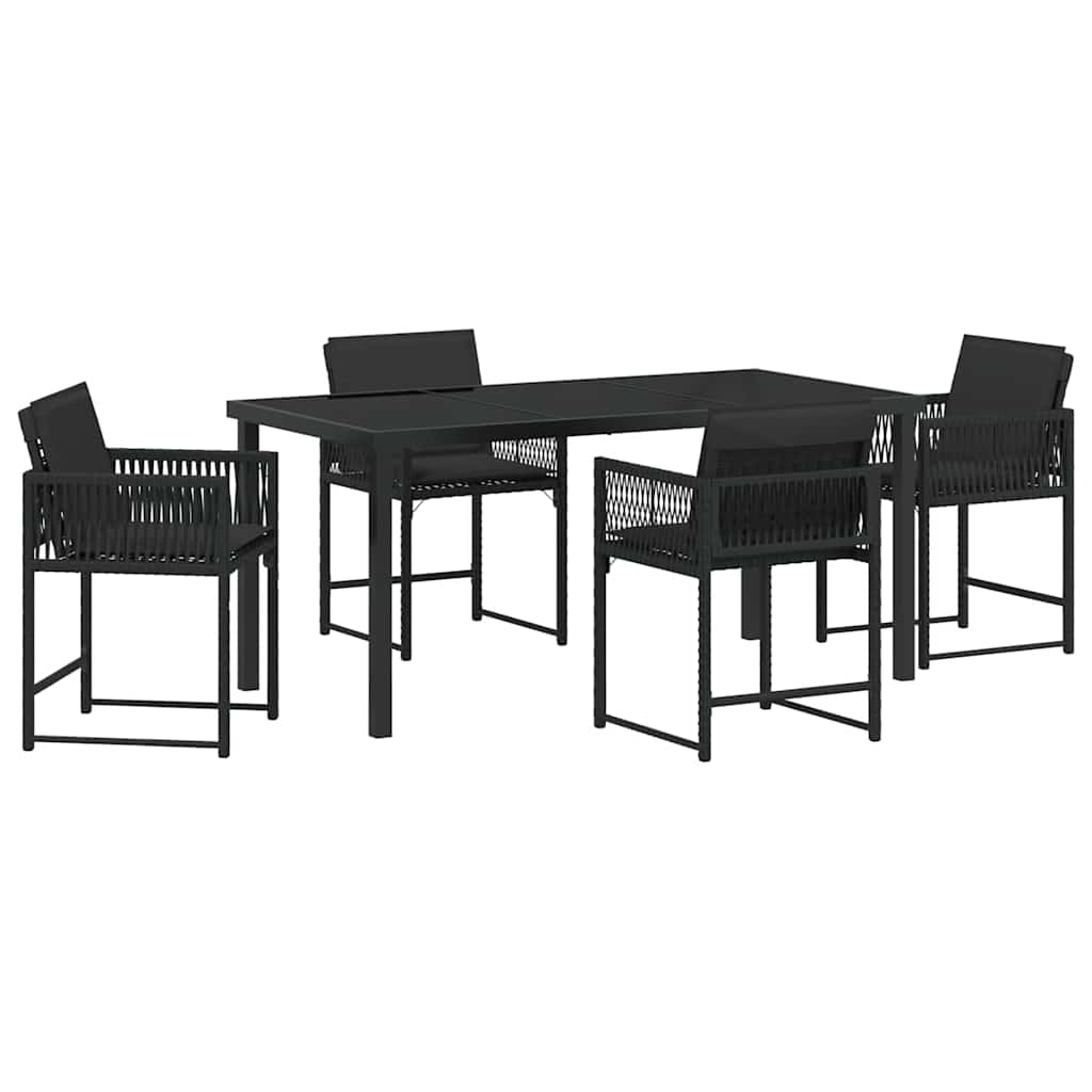 Set da Pranzo per Giardino 5 pcs Nero polyrattan | homemem39