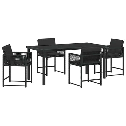 Set da Pranzo per Giardino 5 pcs Nero polyrattan | homemem39