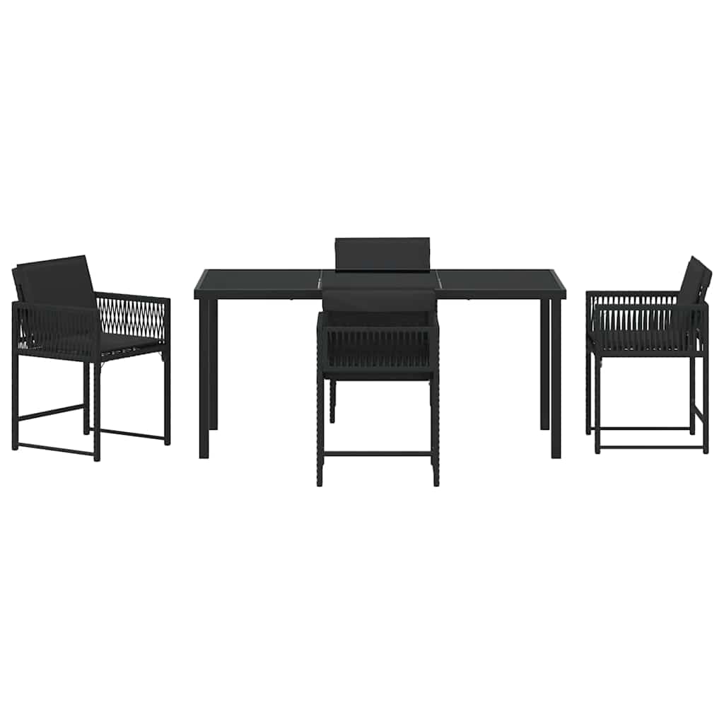 Set da Pranzo per Giardino 5 pcs Nero polyrattan | homemem39