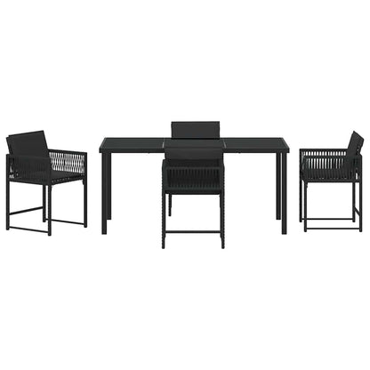 Set da Pranzo per Giardino 5 pcs Nero polyrattan | homemem39