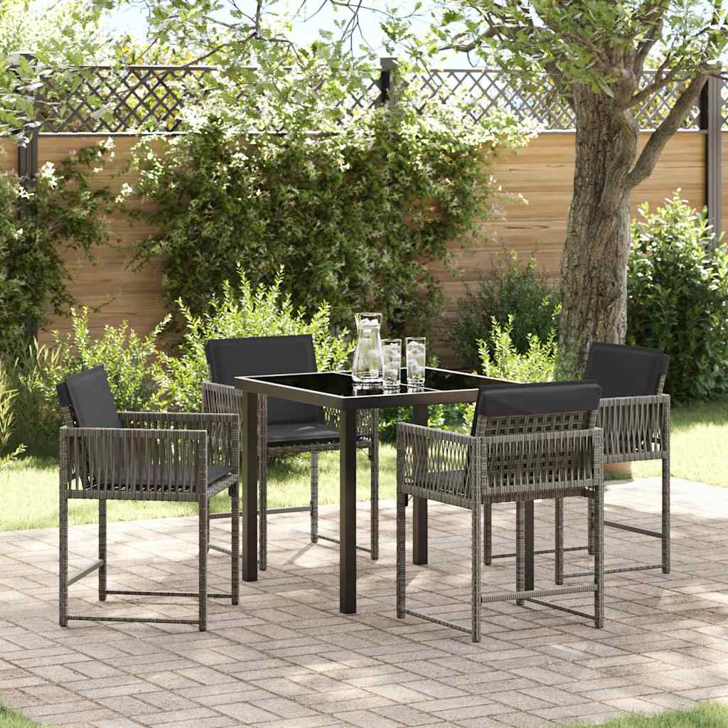 Set da Pranzo per Giardino 5 pcs Grigio polyrattan - homemem39