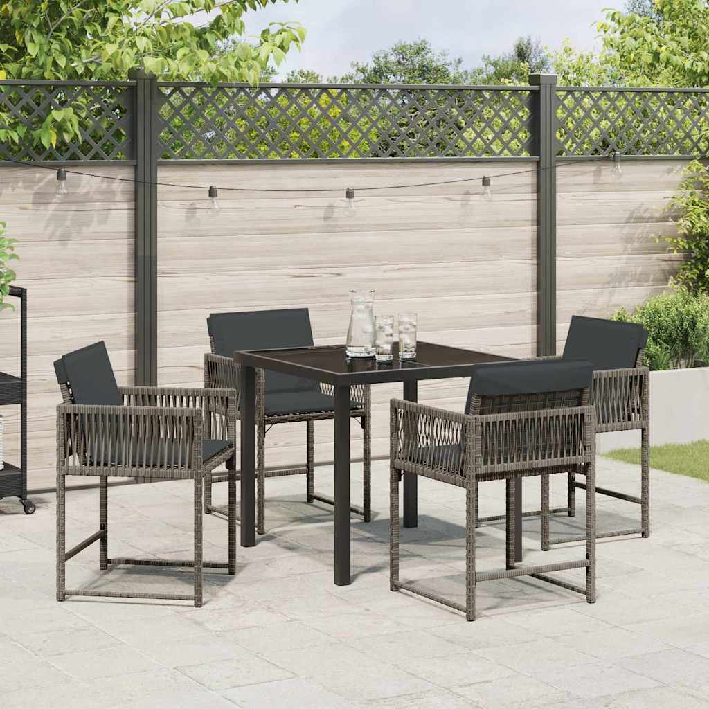 Set da Pranzo per Giardino 5 pcs Grigio polyrattan - homemem39