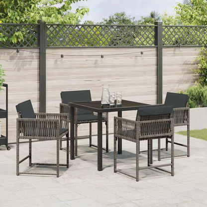 Set da Pranzo per Giardino 5 pcs Grigio polyrattan - homemem39