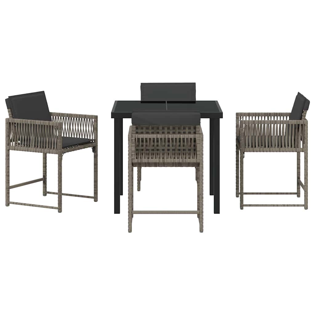 Set da Pranzo per Giardino 5 pcs Grigio polyrattan - homemem39