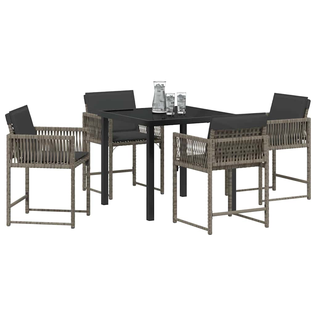 Set da Pranzo per Giardino 5 pcs Grigio polyrattan - homemem39