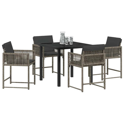 Set da Pranzo per Giardino 5 pcs Grigio polyrattan - homemem39
