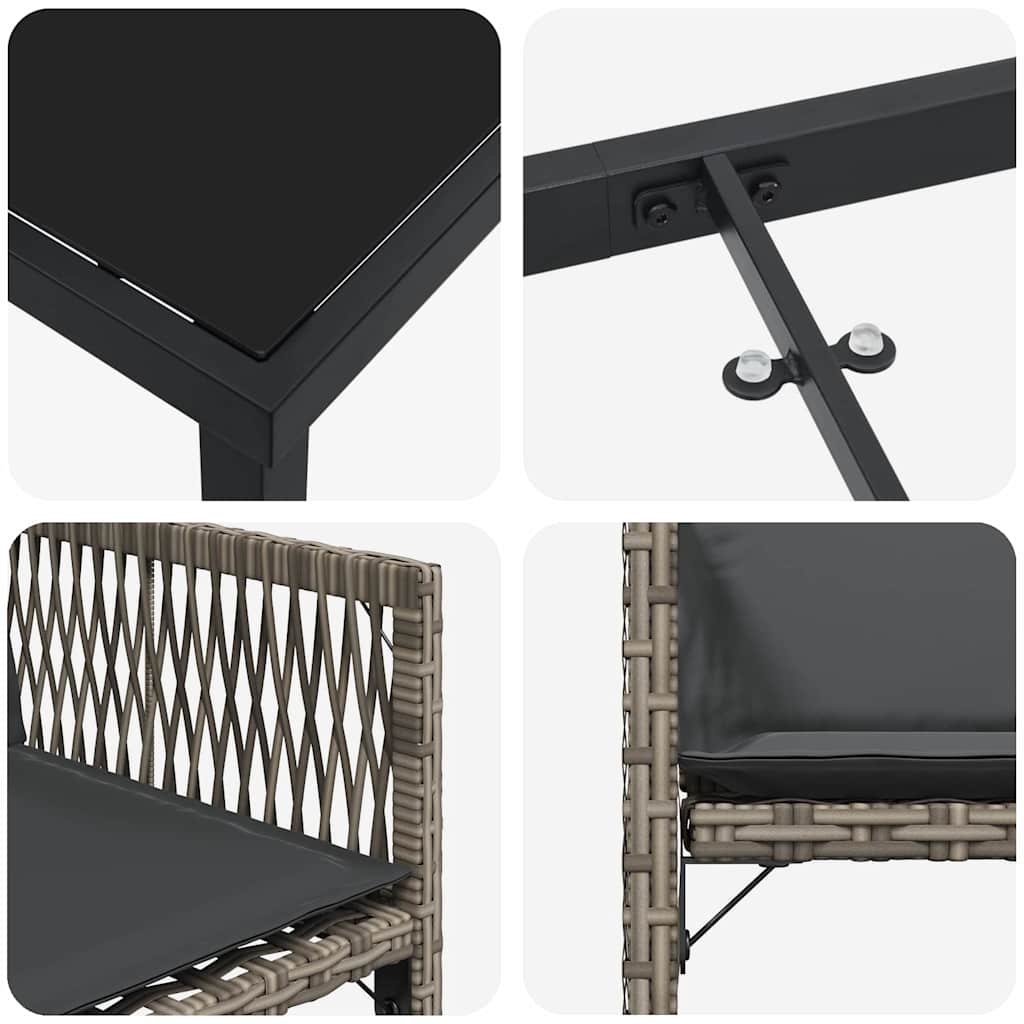 Set da Pranzo per Giardino 5 pcs Grigio polyrattan | homemem39