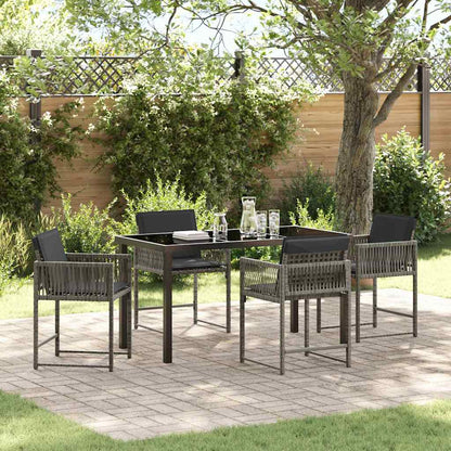 Set da Pranzo per Giardino 5 pcs Grigio polyrattan - homemem39