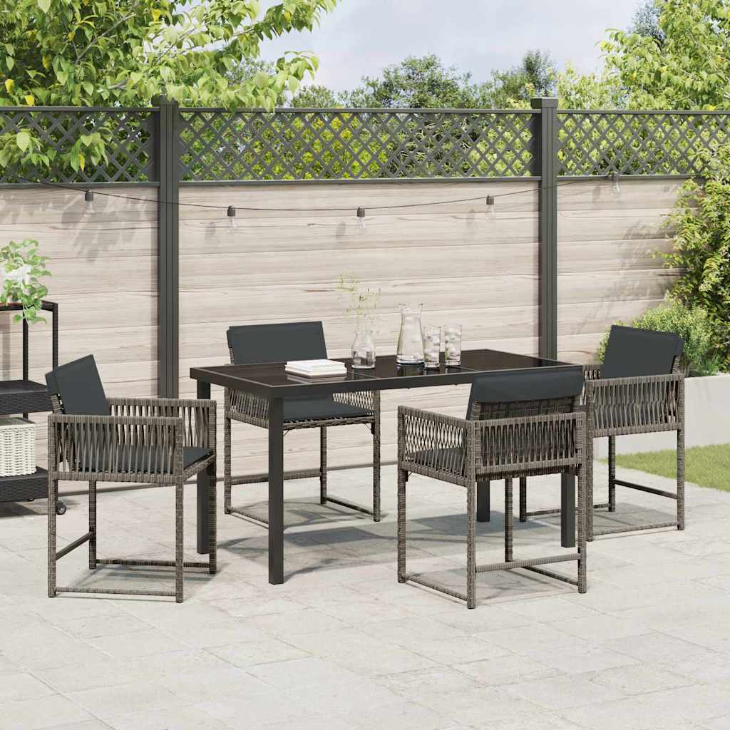 Set da Pranzo per Giardino 5 pcs Grigio polyrattan - homemem39