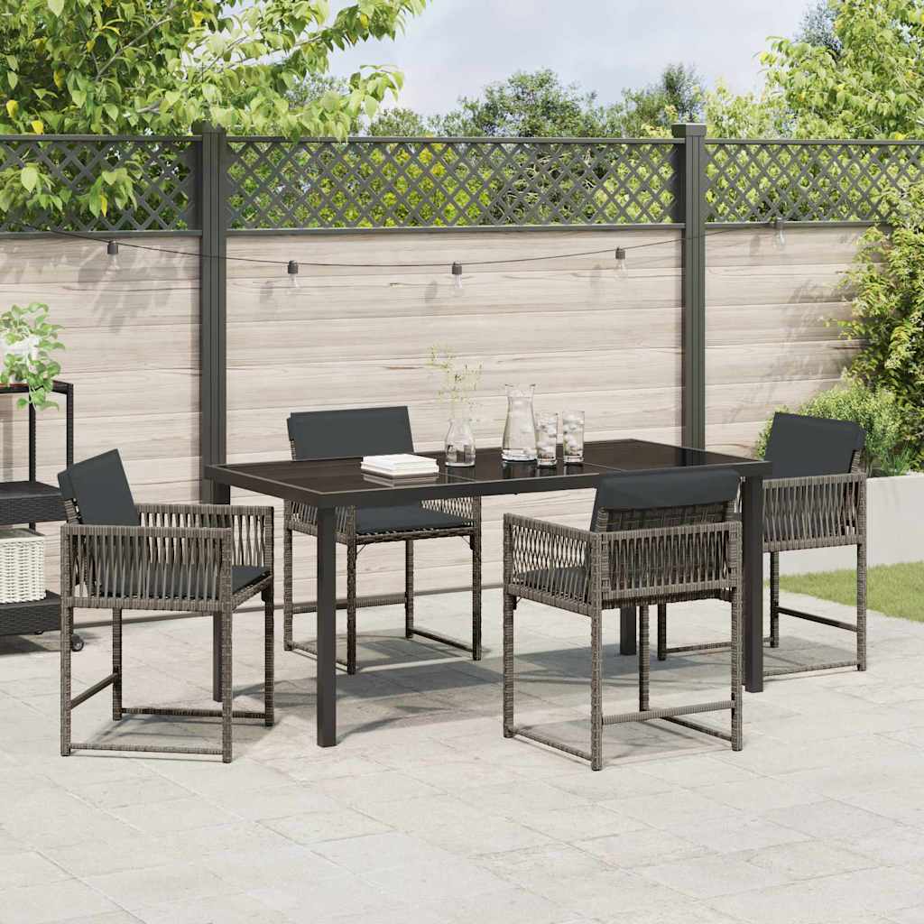 Set da Pranzo per Giardino 5 pcs Grigio polyrattan - homemem39