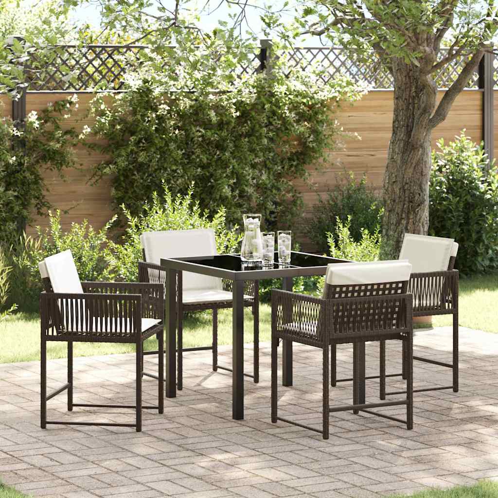 Set da Pranzo per Giardino 5 pcs Marrone polyrattan - homemem39