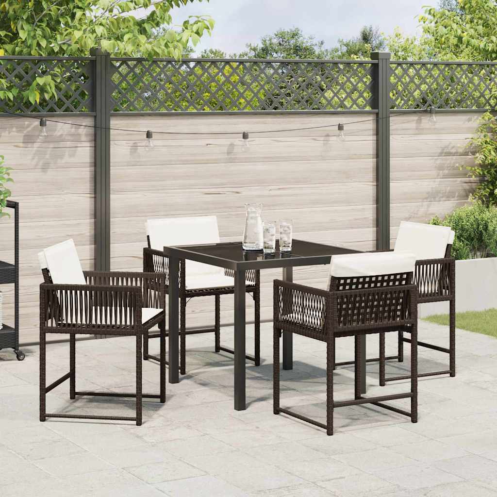 Set da Pranzo per Giardino 5 pcs Marrone polyrattan - homemem39