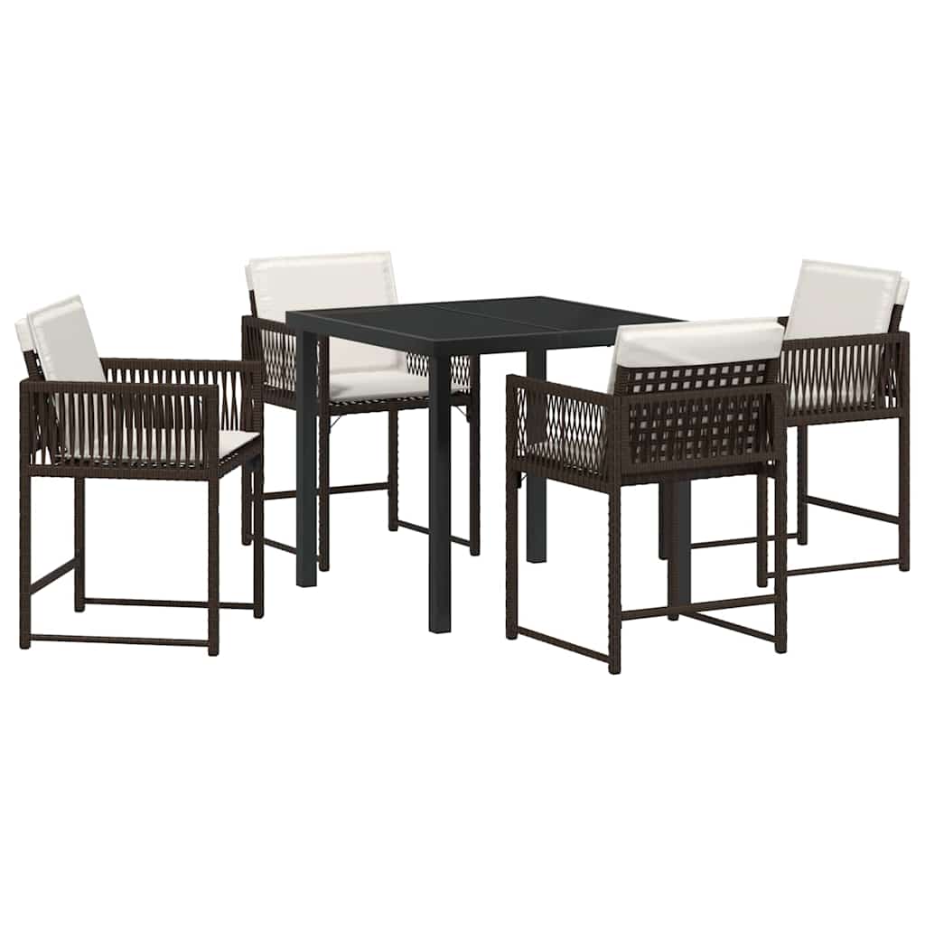 Set da Pranzo per Giardino 5 pcs Marrone polyrattan - homemem39